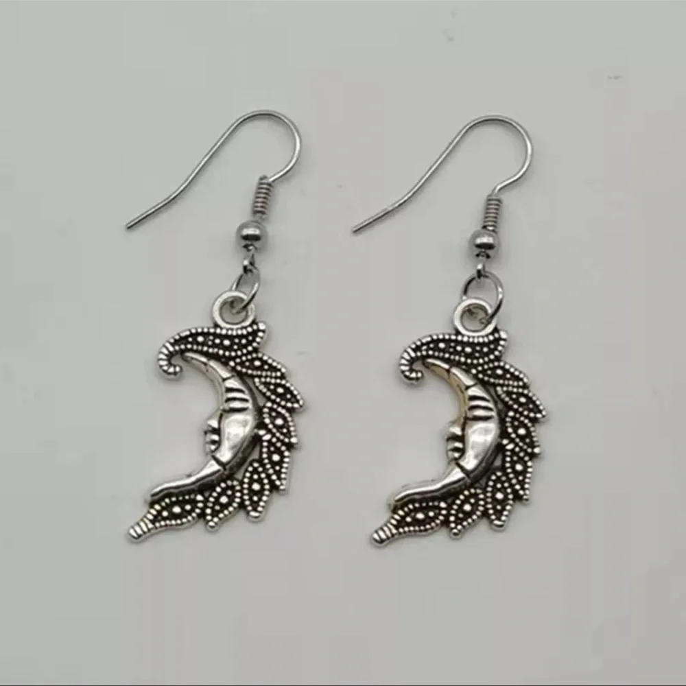 New Boho Sterling Silver Moon Goddess Handmade Dangle Earrings - Picture 8 of 11